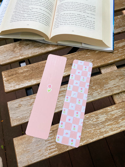 Gingham Floral Bookmark