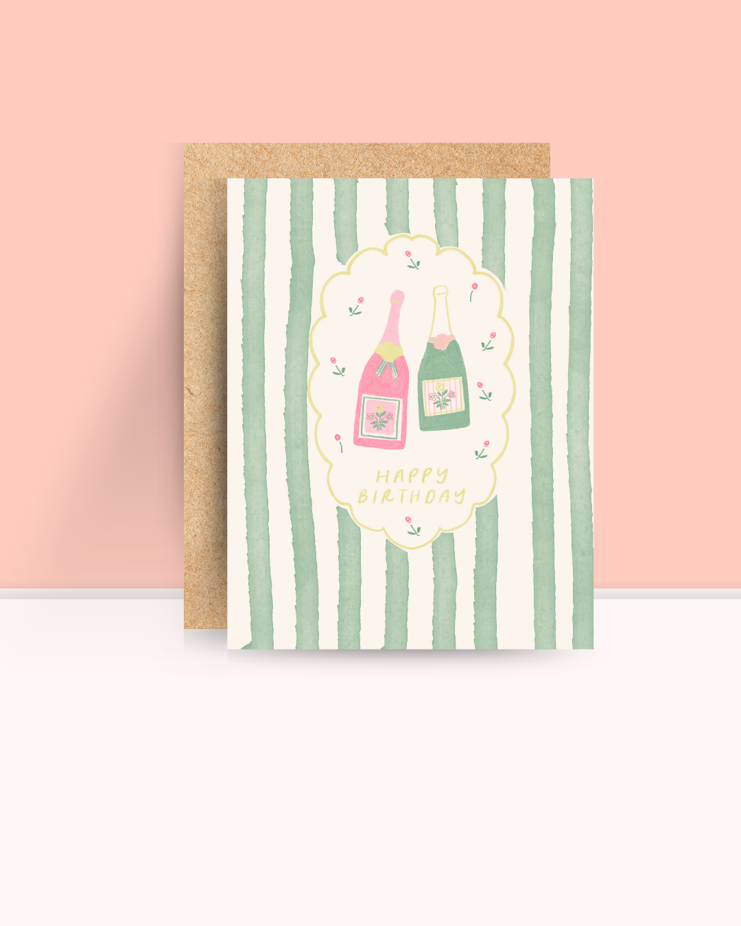 Green Stripes Birthday Card