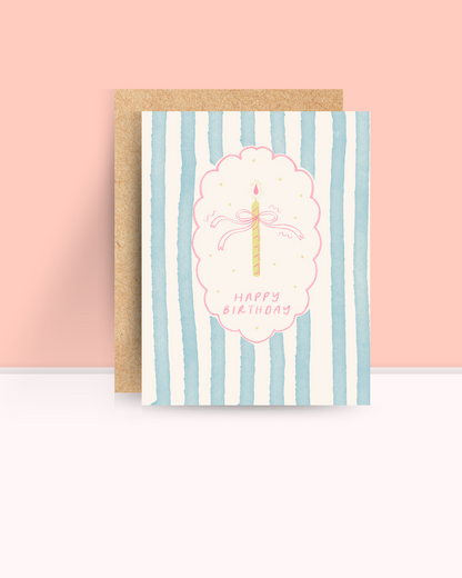 Blue Stripes Birthday Card