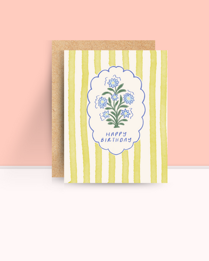 Yellow Stripes Birthday Card