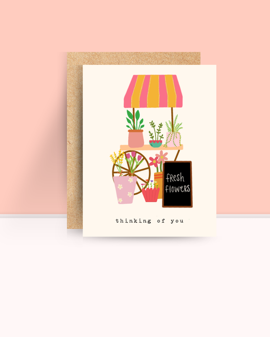 Thinking of You Flower Cart Card