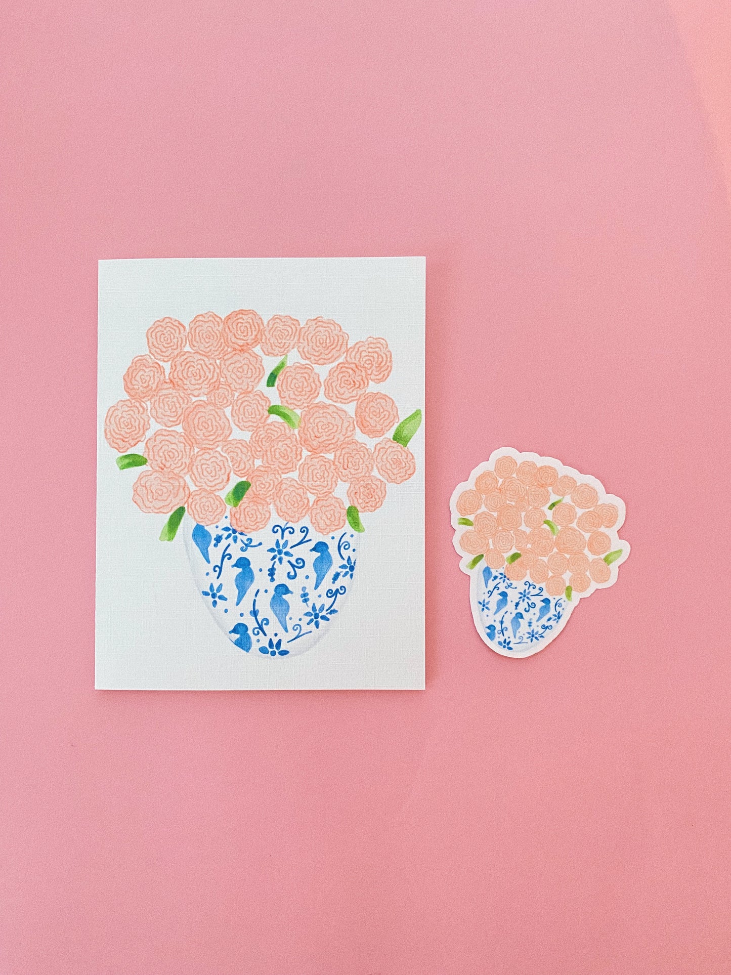 Roses in a Blue Vase Card