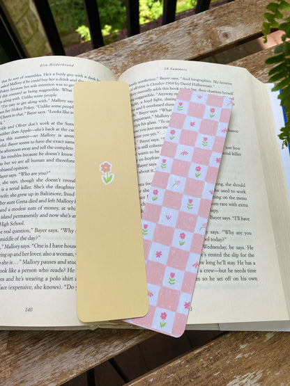 Gingham Floral Bookmark