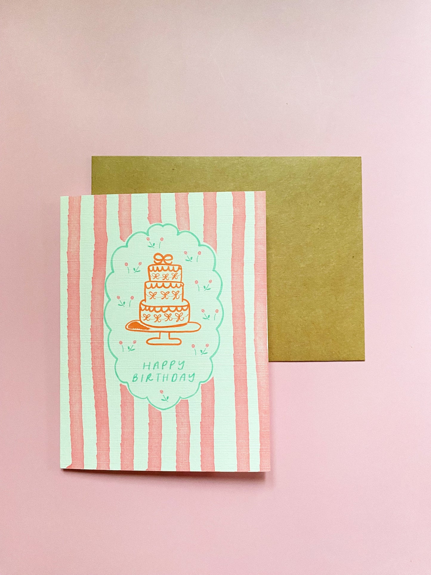 Pink Stripes Birthday Card