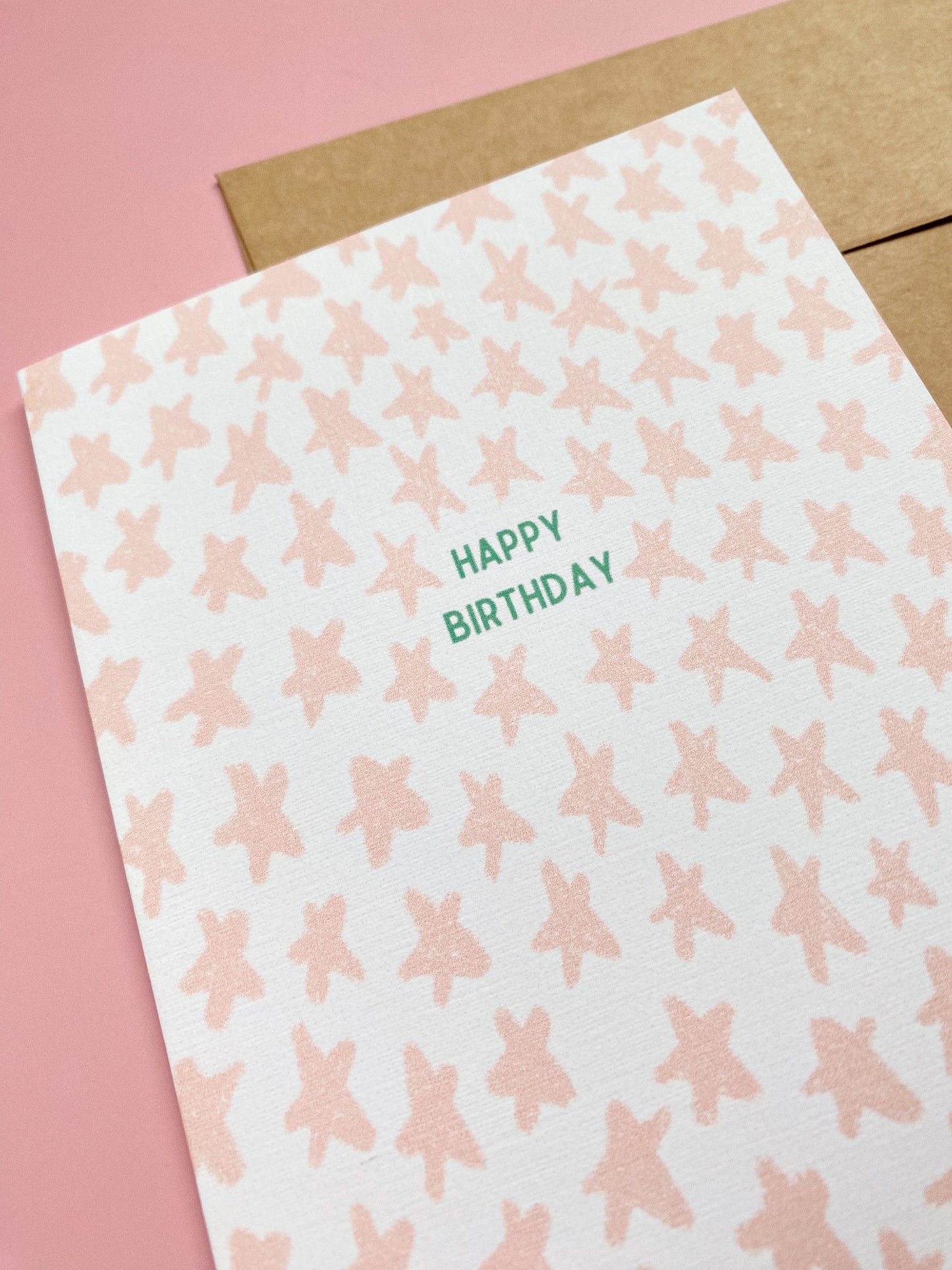 Pink Star Happy Birthday Card