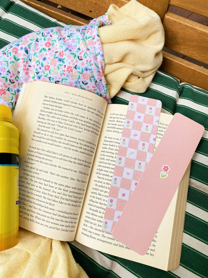 Gingham Floral Bookmark