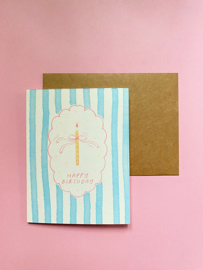 Blue Stripes Birthday Card