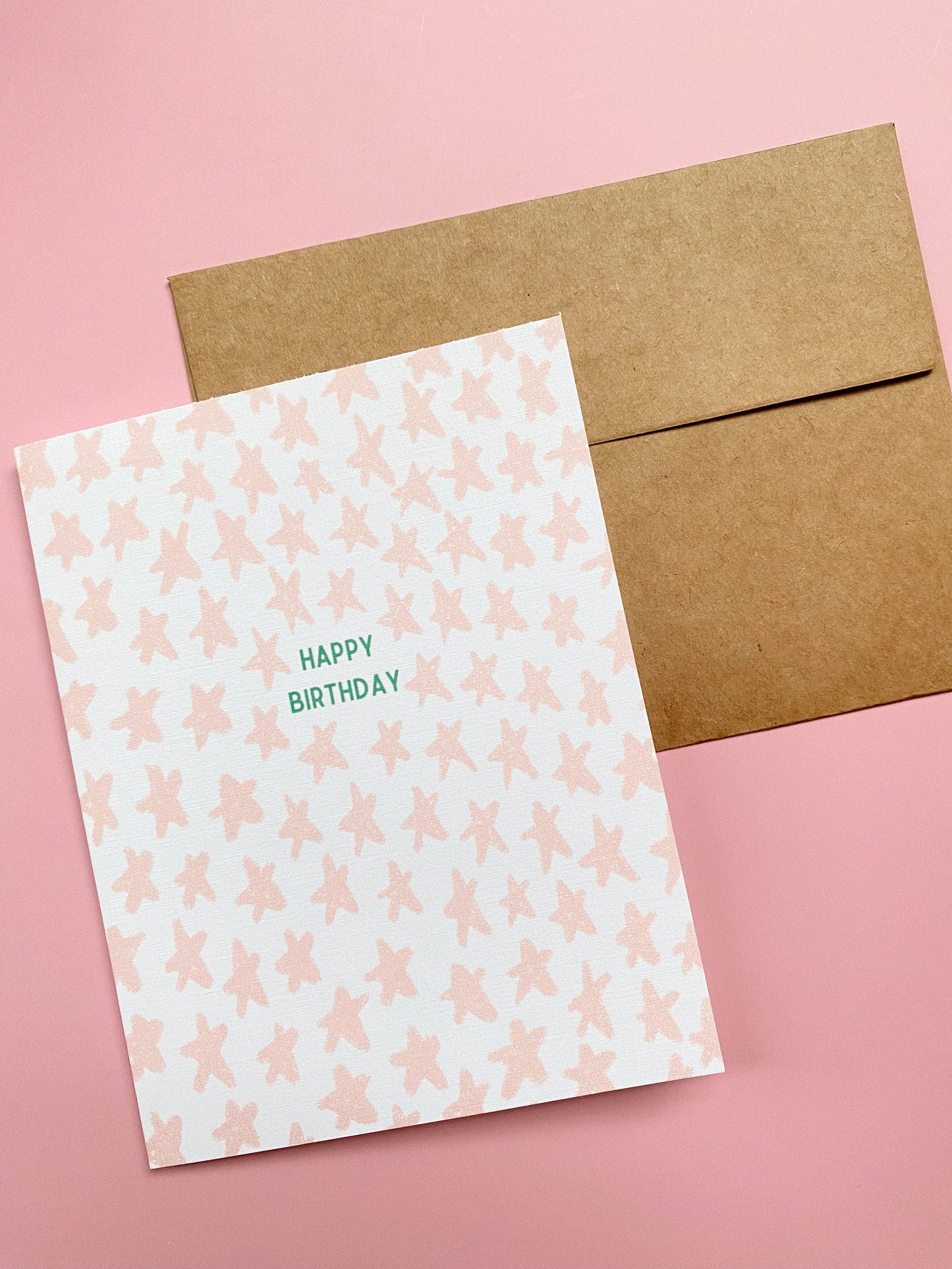 Pink Star Happy Birthday Card