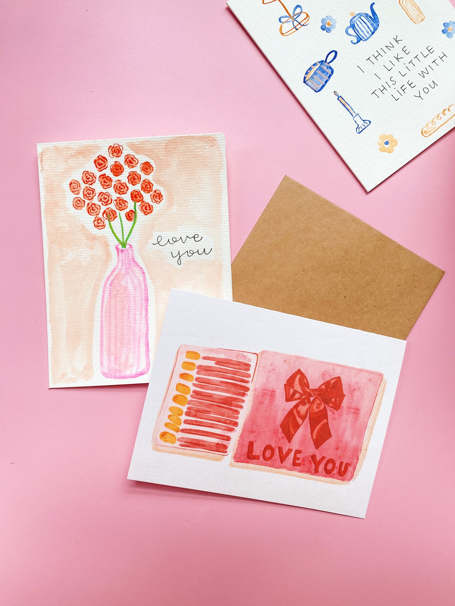 Watercolor Bow Matchbook Card