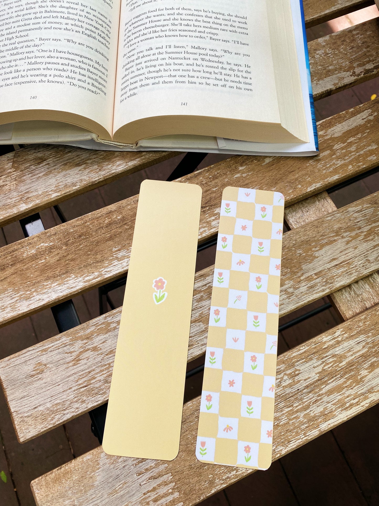 Gingham Floral Bookmark