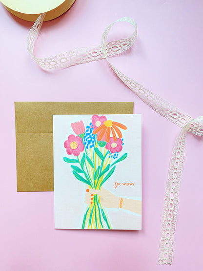 "For Mom" Flower Bundle Card