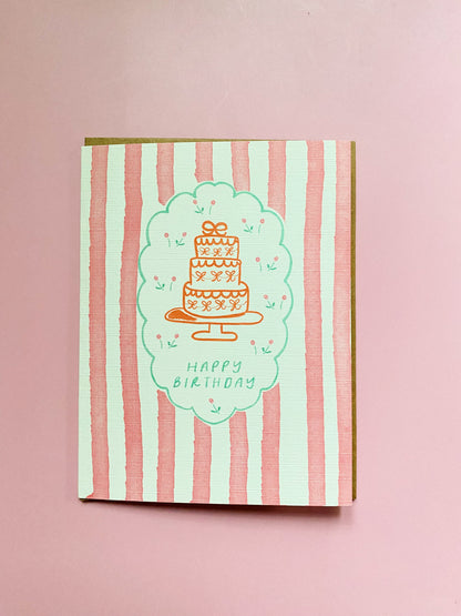 Pink Stripes Birthday Card