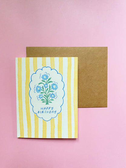 Yellow Stripes Birthday Card