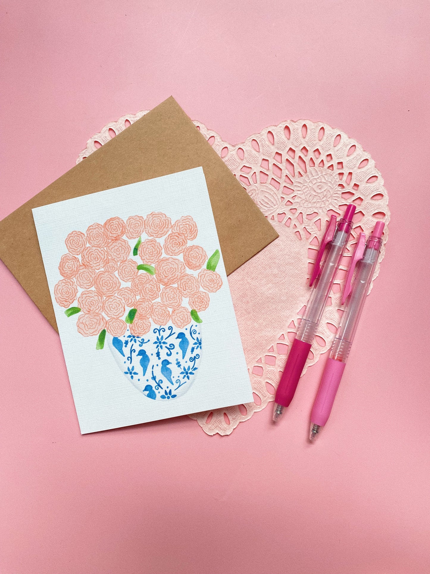 Roses in a Blue Vase Card