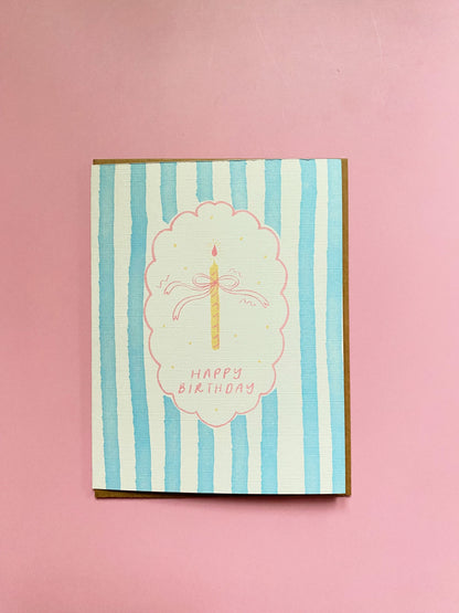 Blue Stripes Birthday Card