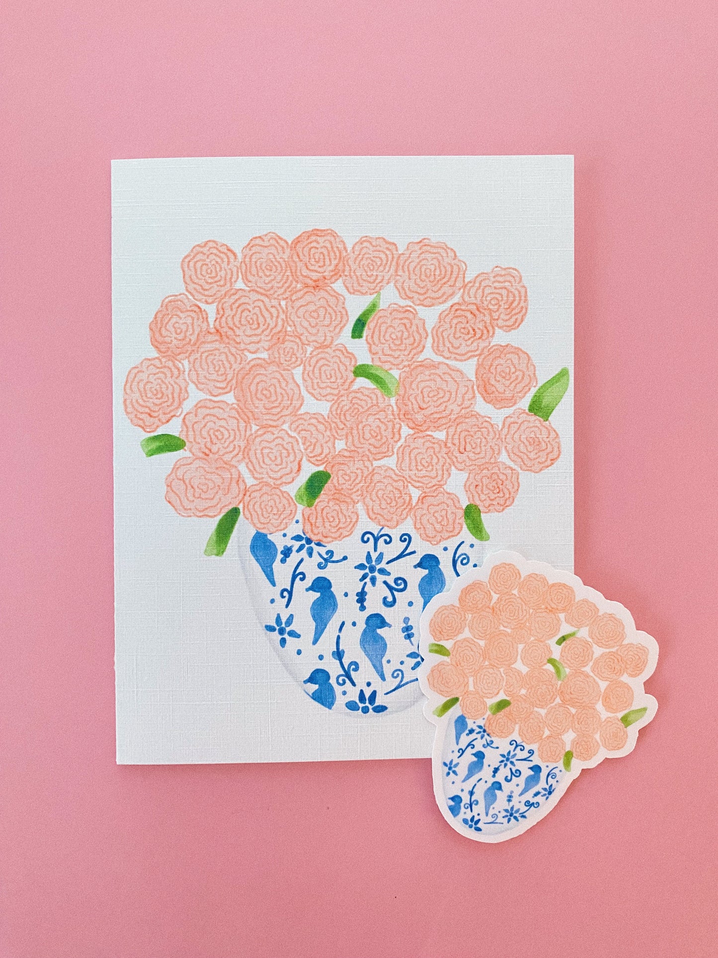 Roses in a Blue Vase Card