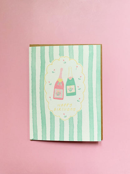 Green Stripes Birthday Card