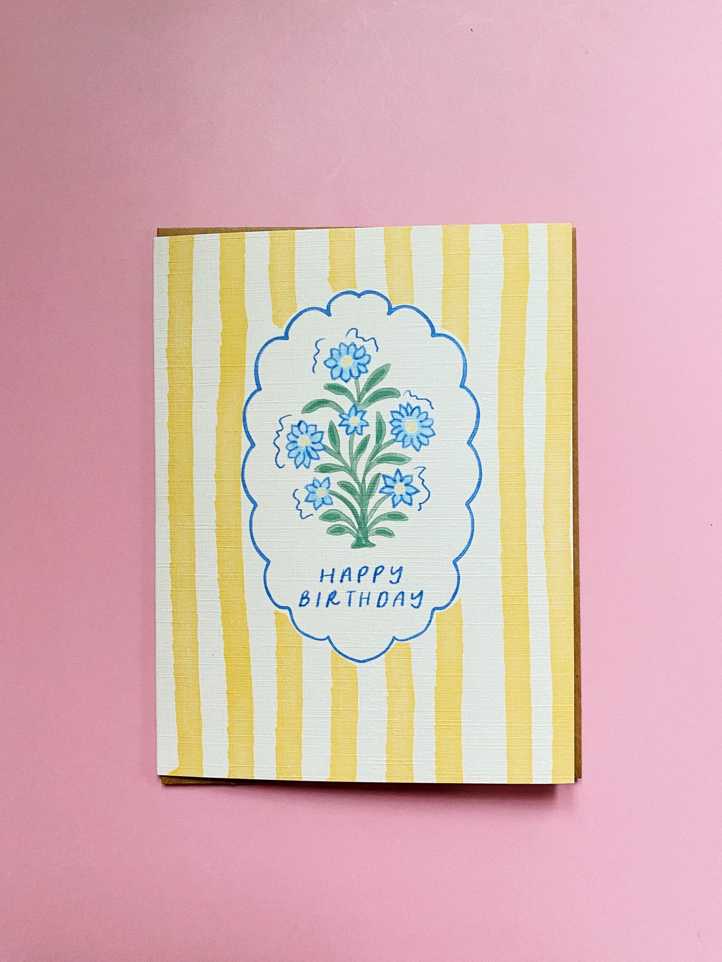 Yellow Stripes Birthday Card