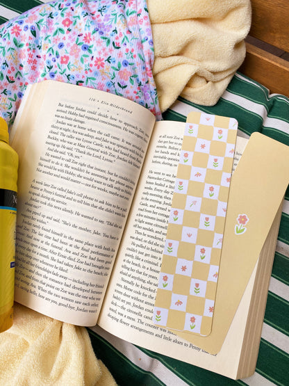 Gingham Floral Bookmark