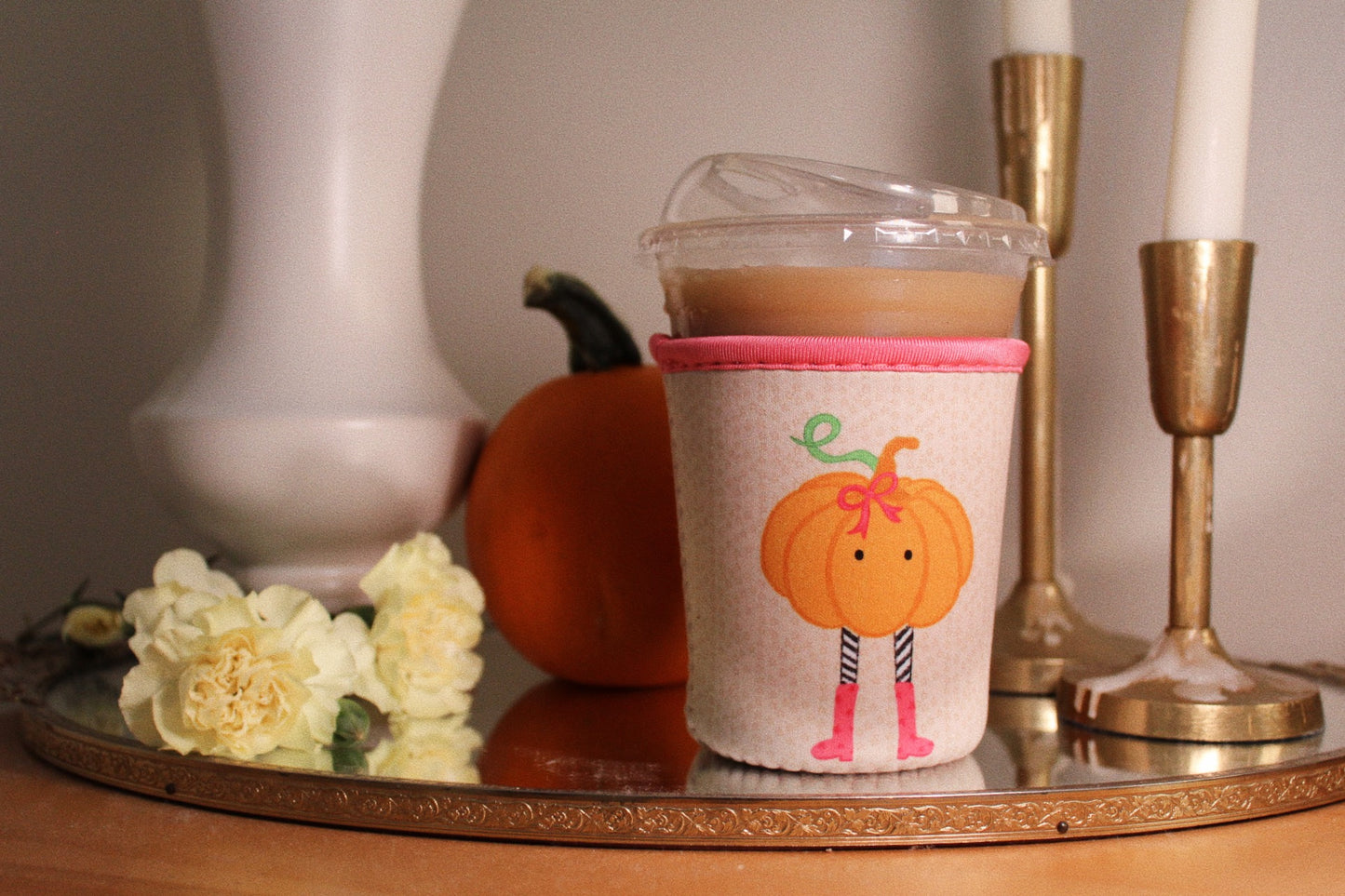 Girly Pumpkin Coffee Sleeve