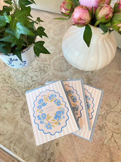 Blue Floral Thank You So Much Card