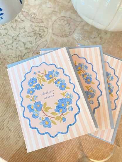 Blue Floral Thank You So Much Card