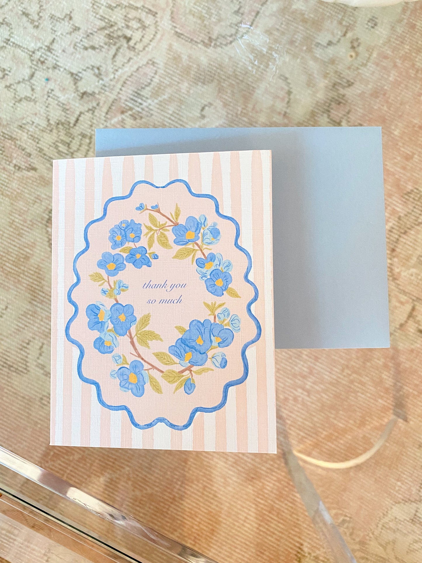 Blue Floral Thank You So Much Card