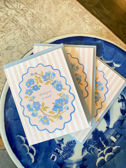 Blue Floral Thank You So Much Card