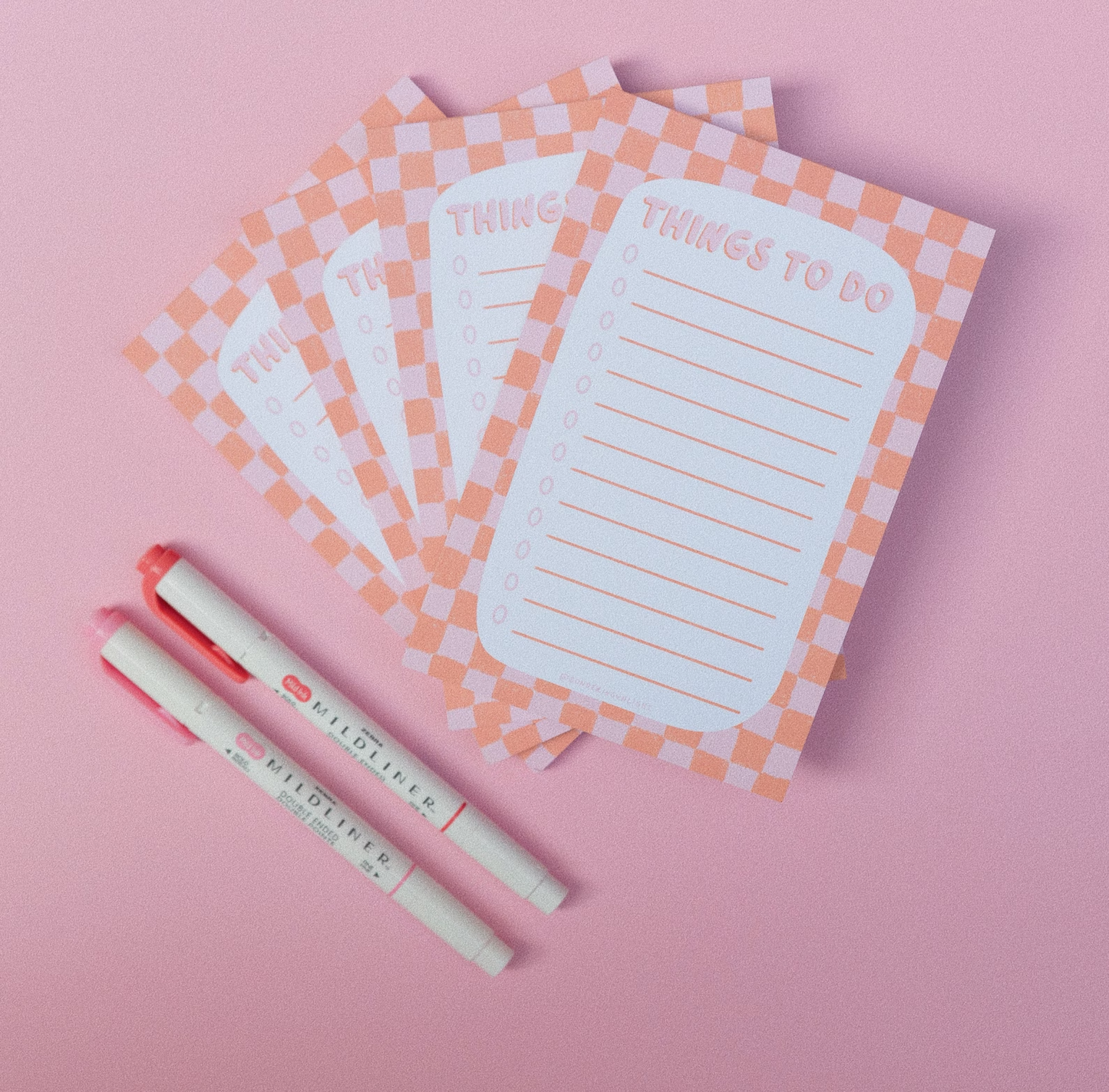 Orange and Pink Checkered Notepad