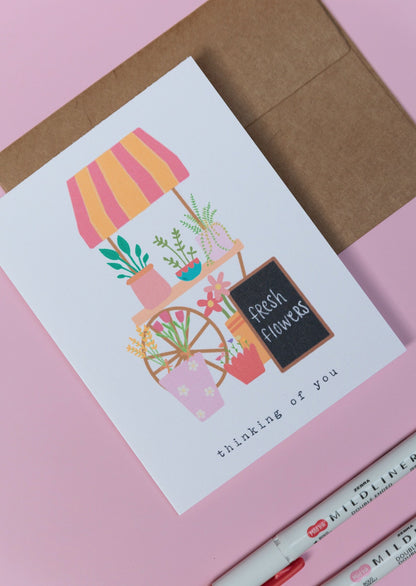 Thinking of You Flower Cart Card