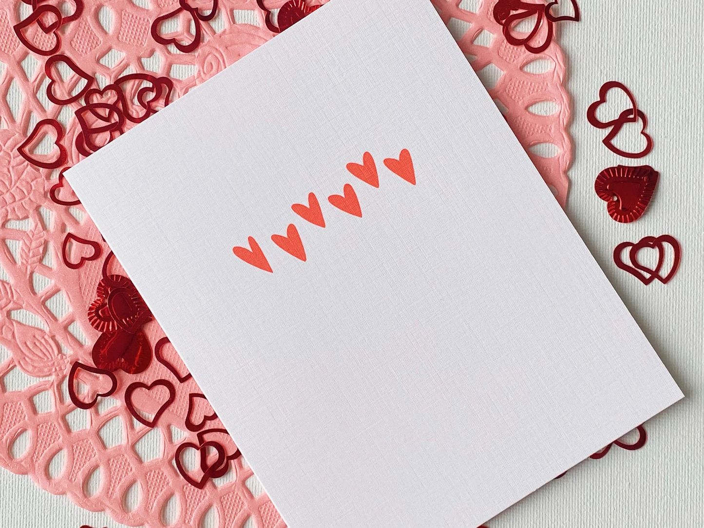 Dainty Red Hearts Card