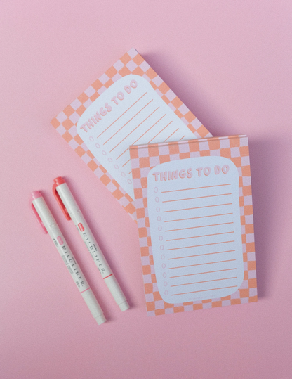 Orange and Pink Checkered Notepad