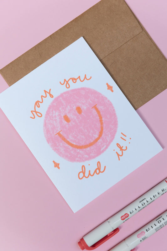 Yay You Did It! Smiley Face Card